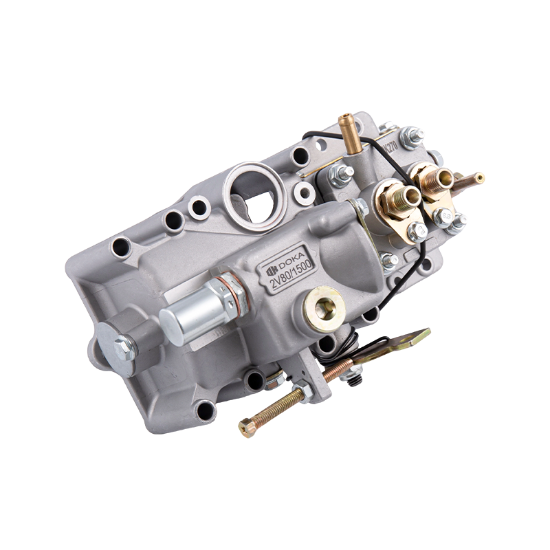 Топливный насос дизельного двигателя 2V80F V-образного типа с двумя цилиндрами (включая механизм регулирования скорости), с плоскодонным толкателем и топливовыводным соединением M12×1.5, предназначен для V-образного двигателя с водяным охлаждением 2V80F, производимого в Китае.